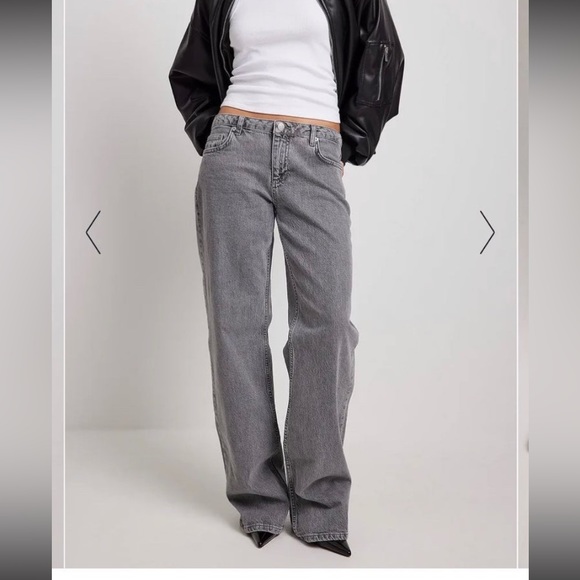 NA-KD Low Waist Jeans Light Grey EU size 38 (US 8) - Picture 3 of 9